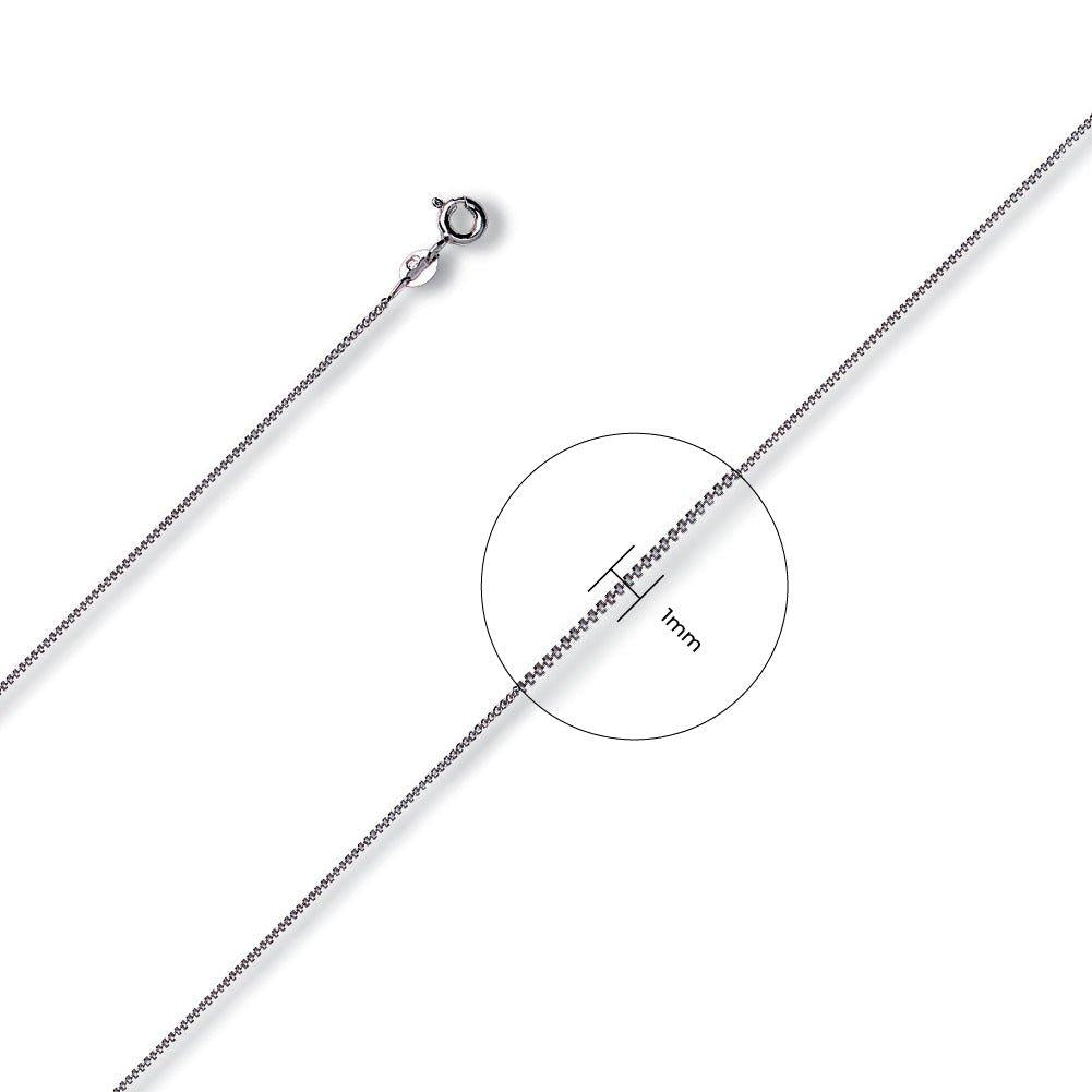 White Gold 1.1mm Traditional Classic Curb Chain