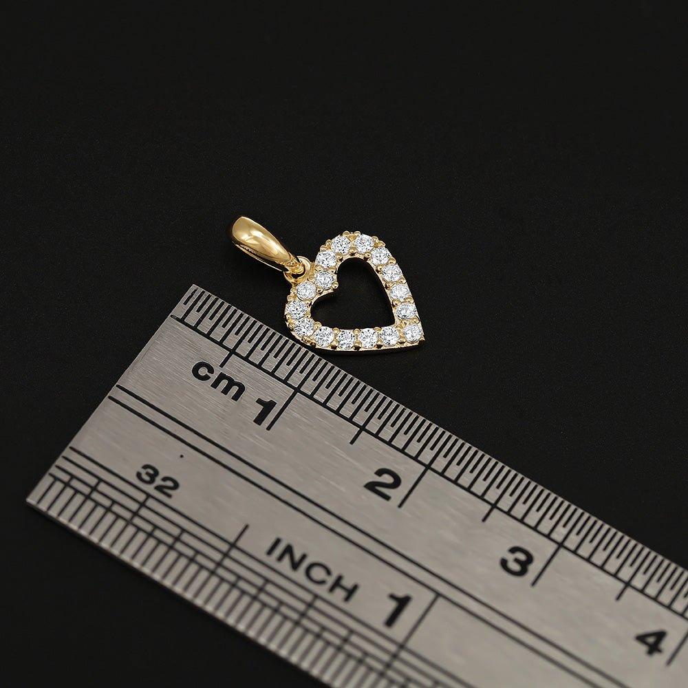 Yellow Gold Cubic Zirconia Heart Pendant - 8.9mm