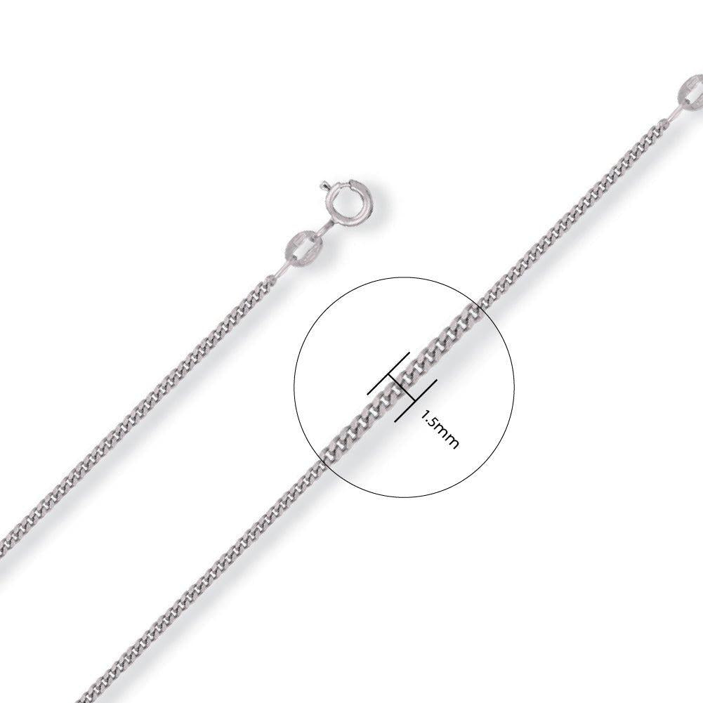 White Gold 1.5mm Traditional Classic Curb Chain