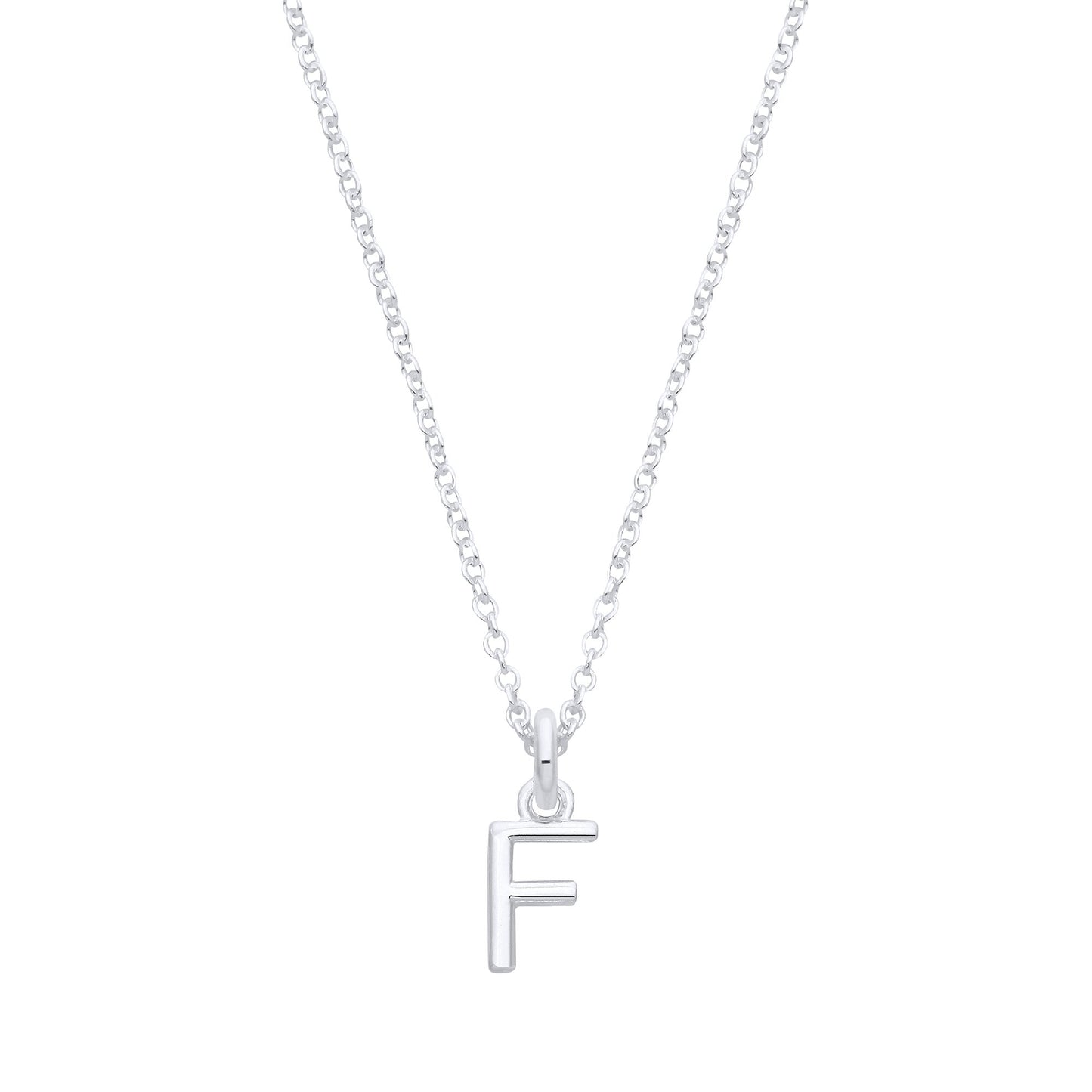 Silver Small Plain Initial 16" + 1" Necklace