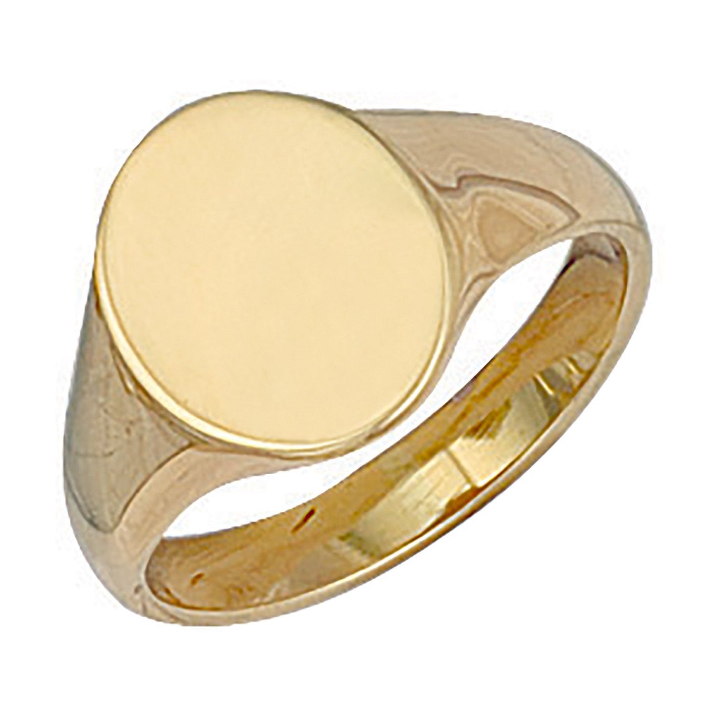 Yellow Gold Oval Plain Signet Ring (HNN-766B0F)