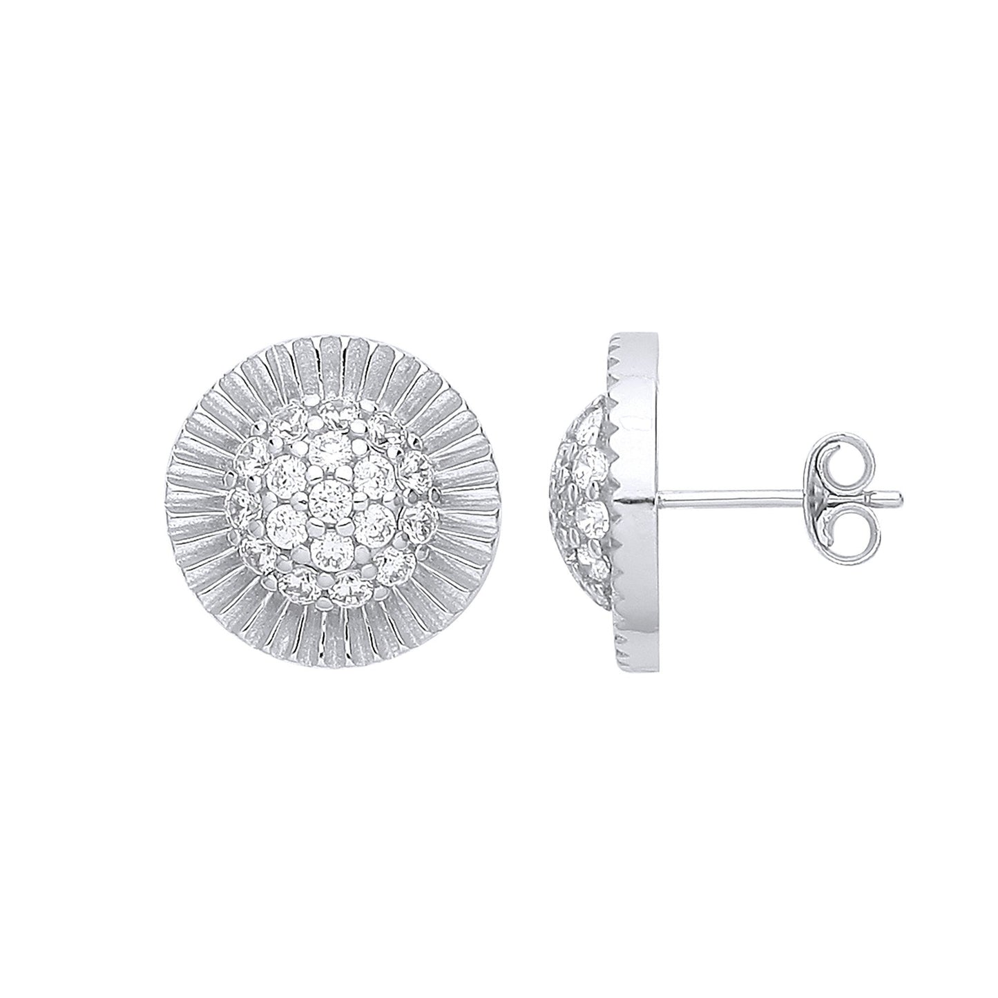 Silver Round 15mm Stud Cubic Zirconia Earrings