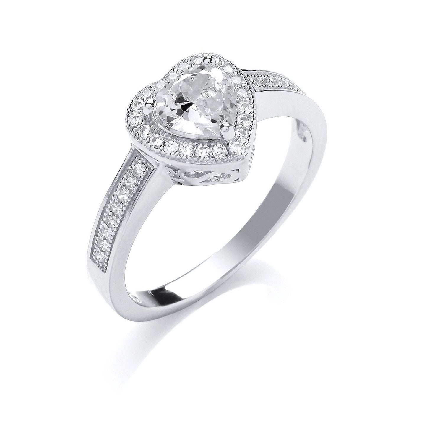 Silver Cubic Zirconia Heart Ring (HNN-52F3A5)