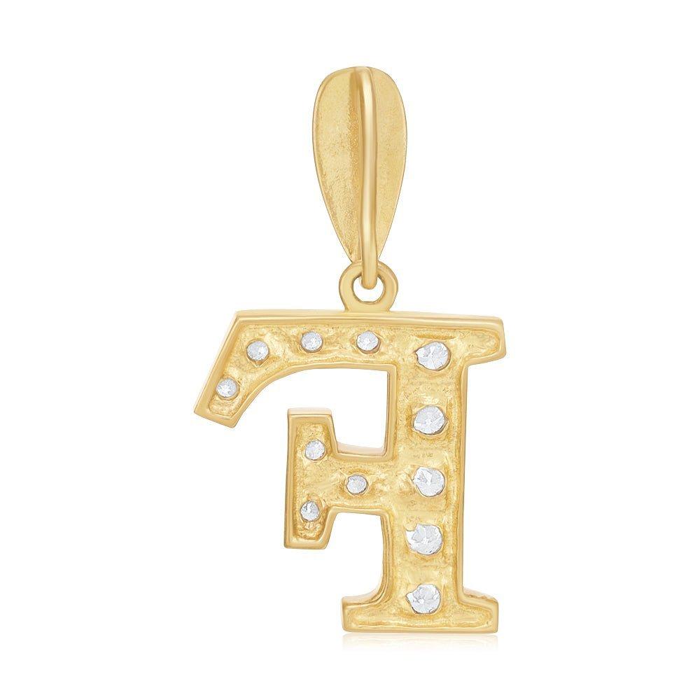 Yellow Gold Large Cubic Zirconia Initial Pendants