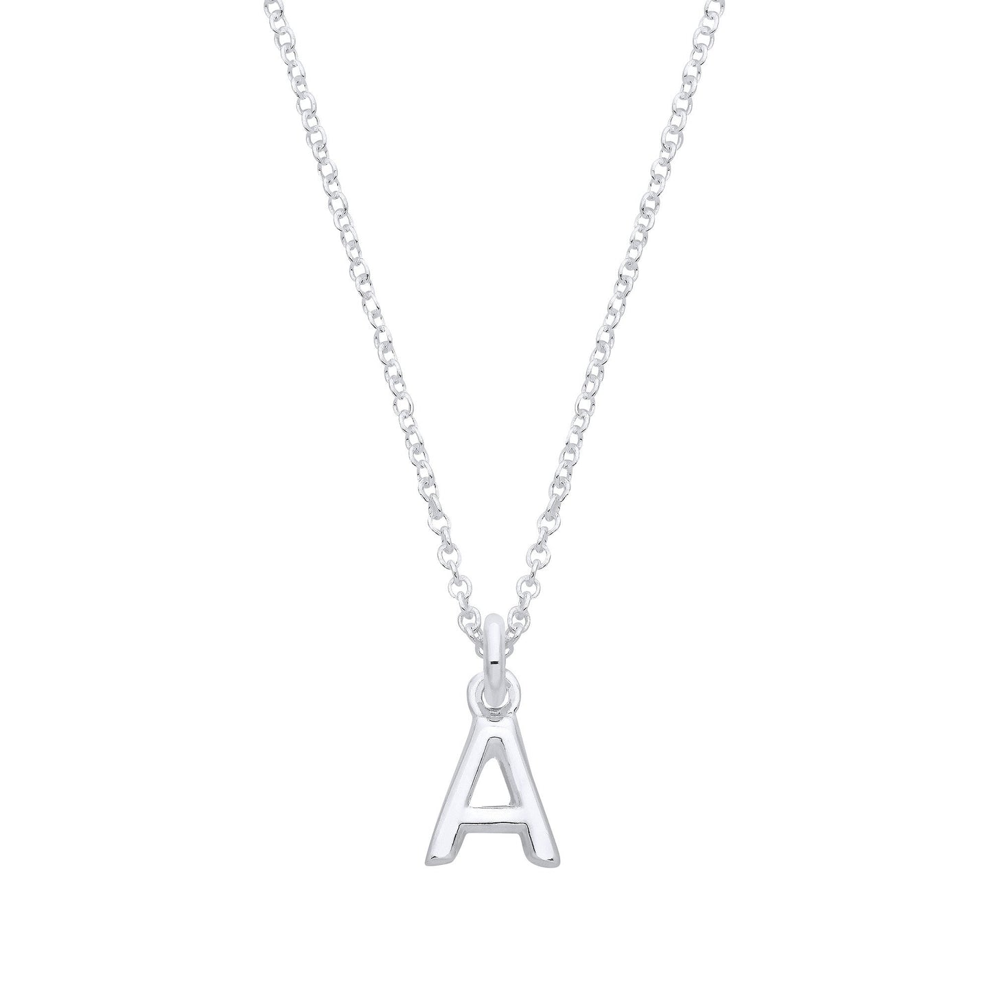 Silver Small Plain Initial 16" + 1" Necklace