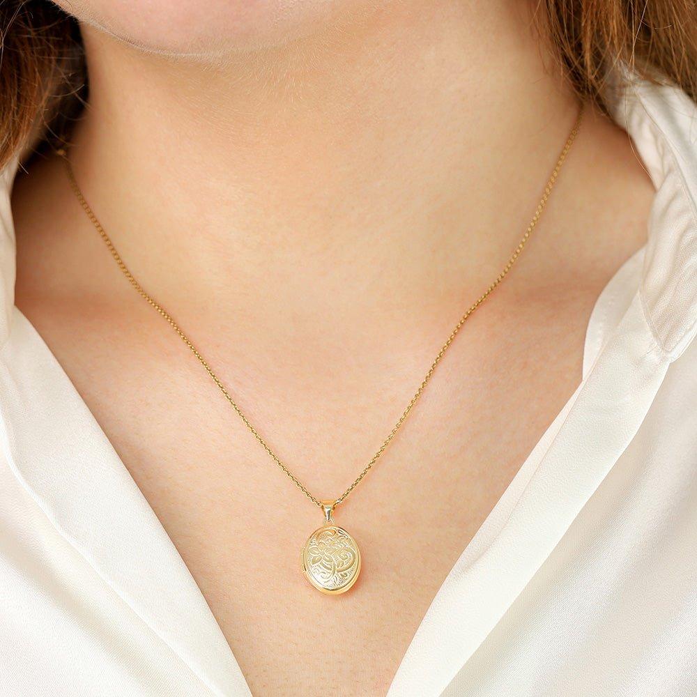 Yellow Gold Oval Shaped Locket (HNN-759E1D)