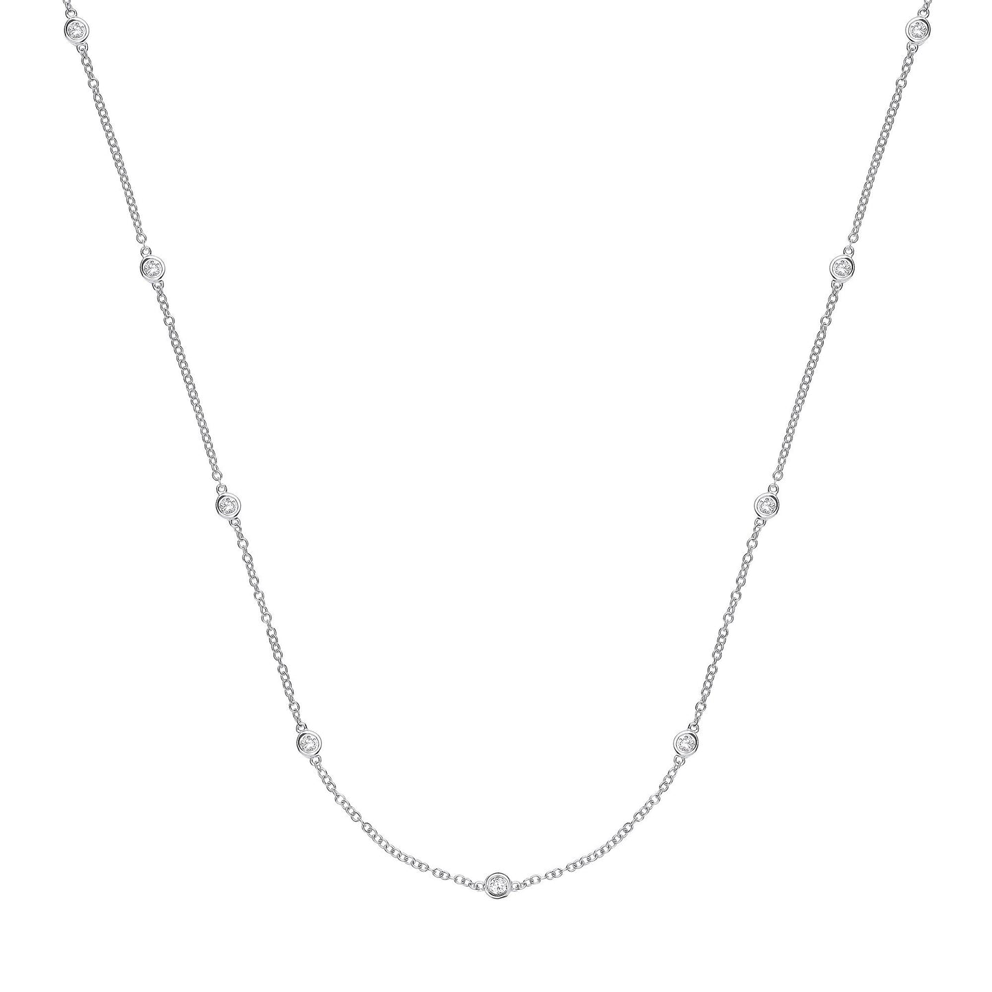9ct White Gold 0.50ct Diamond by the Yard Necklace (18in/45cm)
