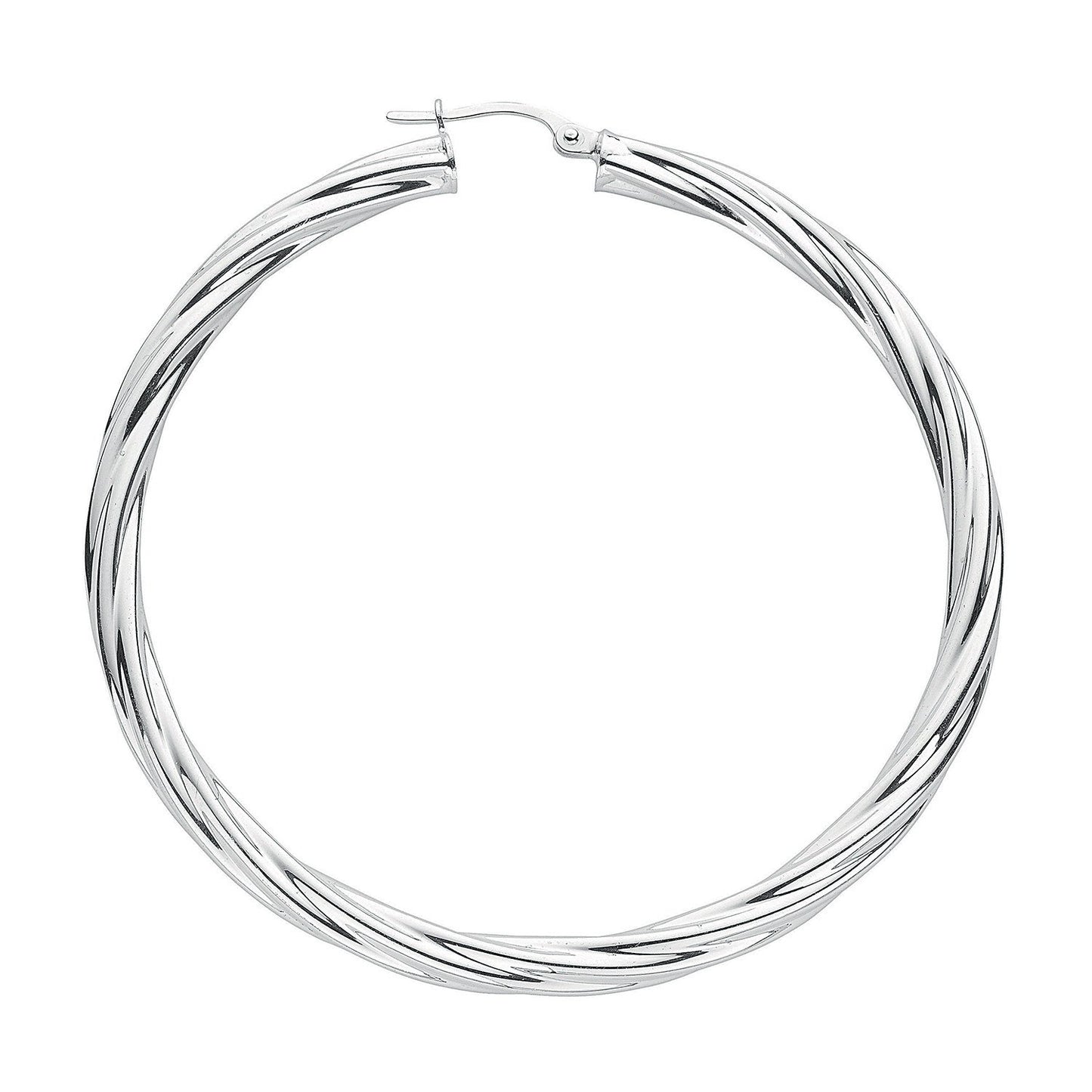 Silver Twisted Hoop Earrings - 4mm - 10.0g