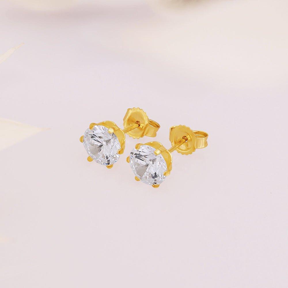 9ct Yellow Gold 6mm Claw Set Cubic Zirconia Studs