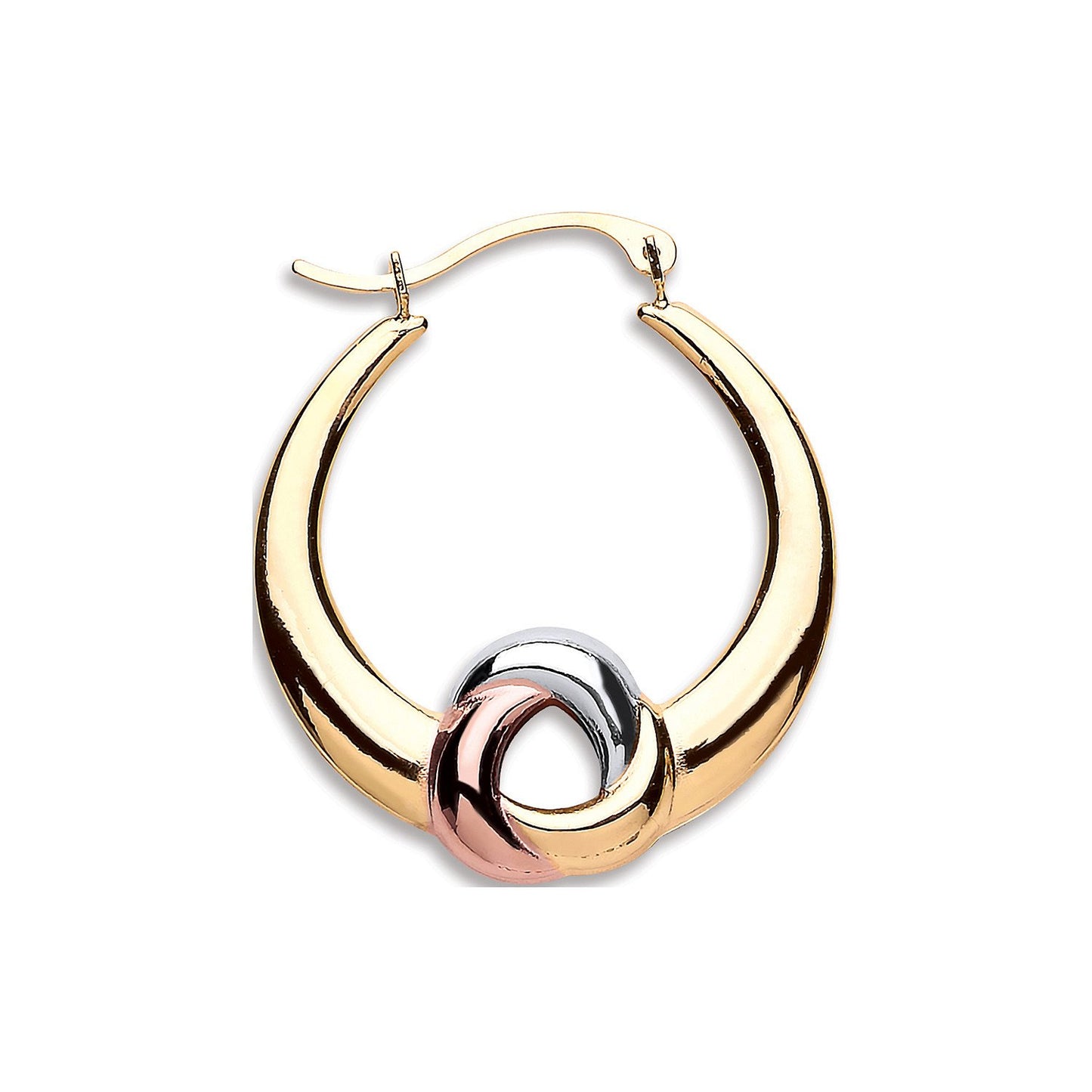Yellow, White & Rose Gold Large Hollow Fancy Hoop Earrings