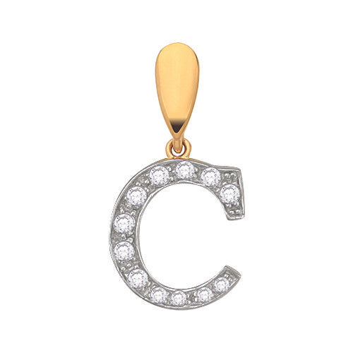 Yellow Gold Large Cubic Zirconia Initial Pendants