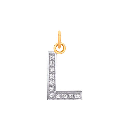 Yellow Gold Medium Cubic Zirconia Initial Pendants