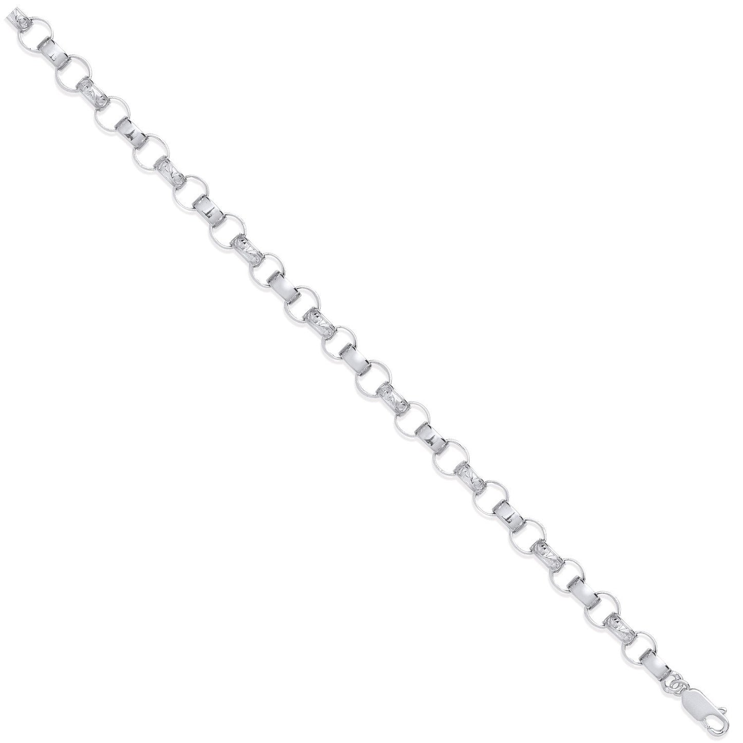 Silver 7mm Plain & Engraved Link Belcher Chain/Bracelet