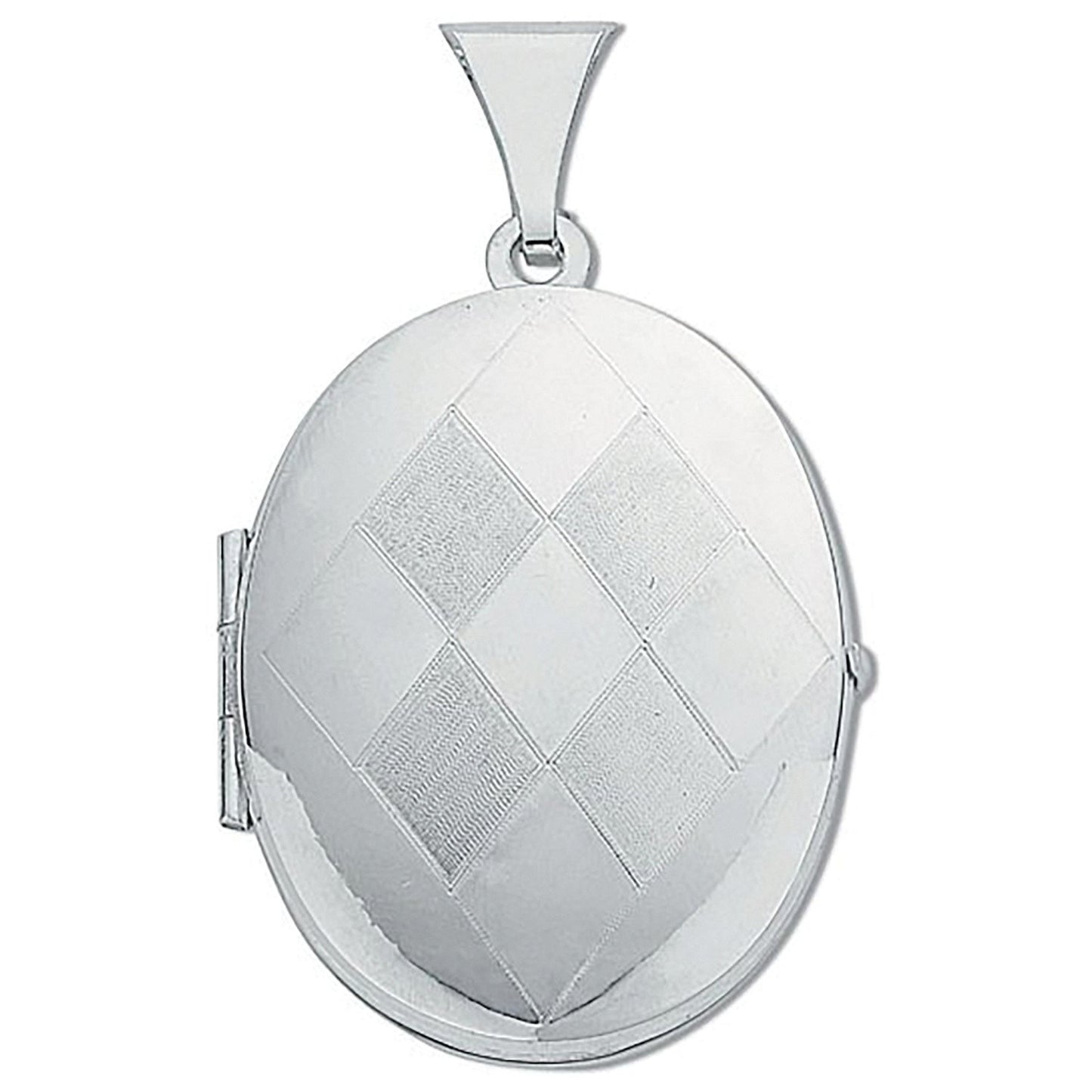 Silver Medium Engraved Oval Shaped Locket (HNN-3E5485)