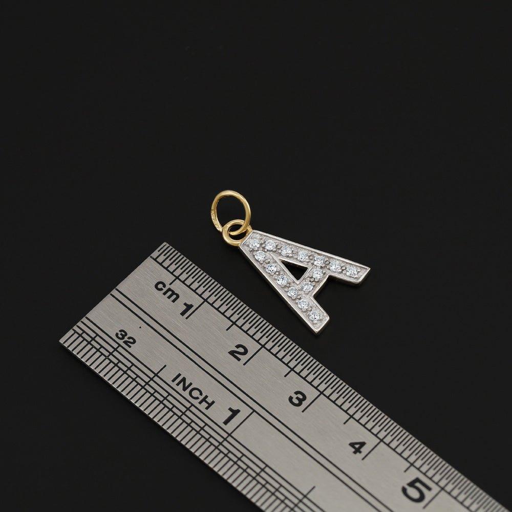 Yellow Gold Medium Cubic Zirconia Initial Pendants