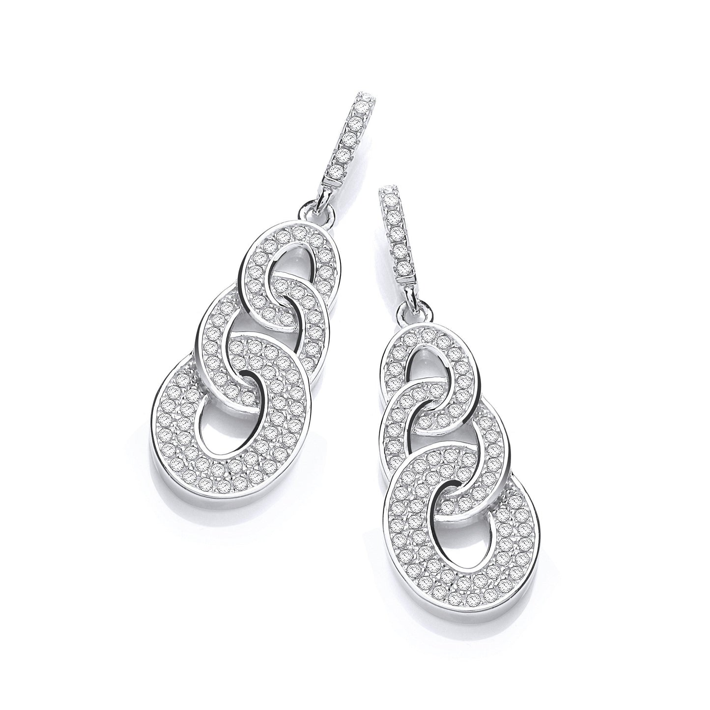 Micro Pave Oval Intertwined Cubic Zirconia Drop Earrings