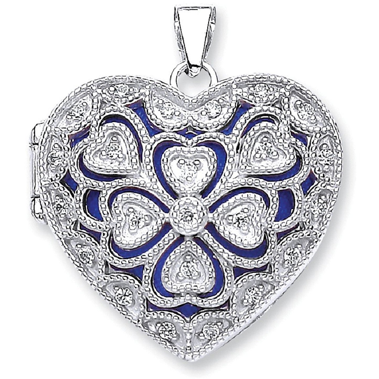 Silver Heart Cubic Zirconia Locket