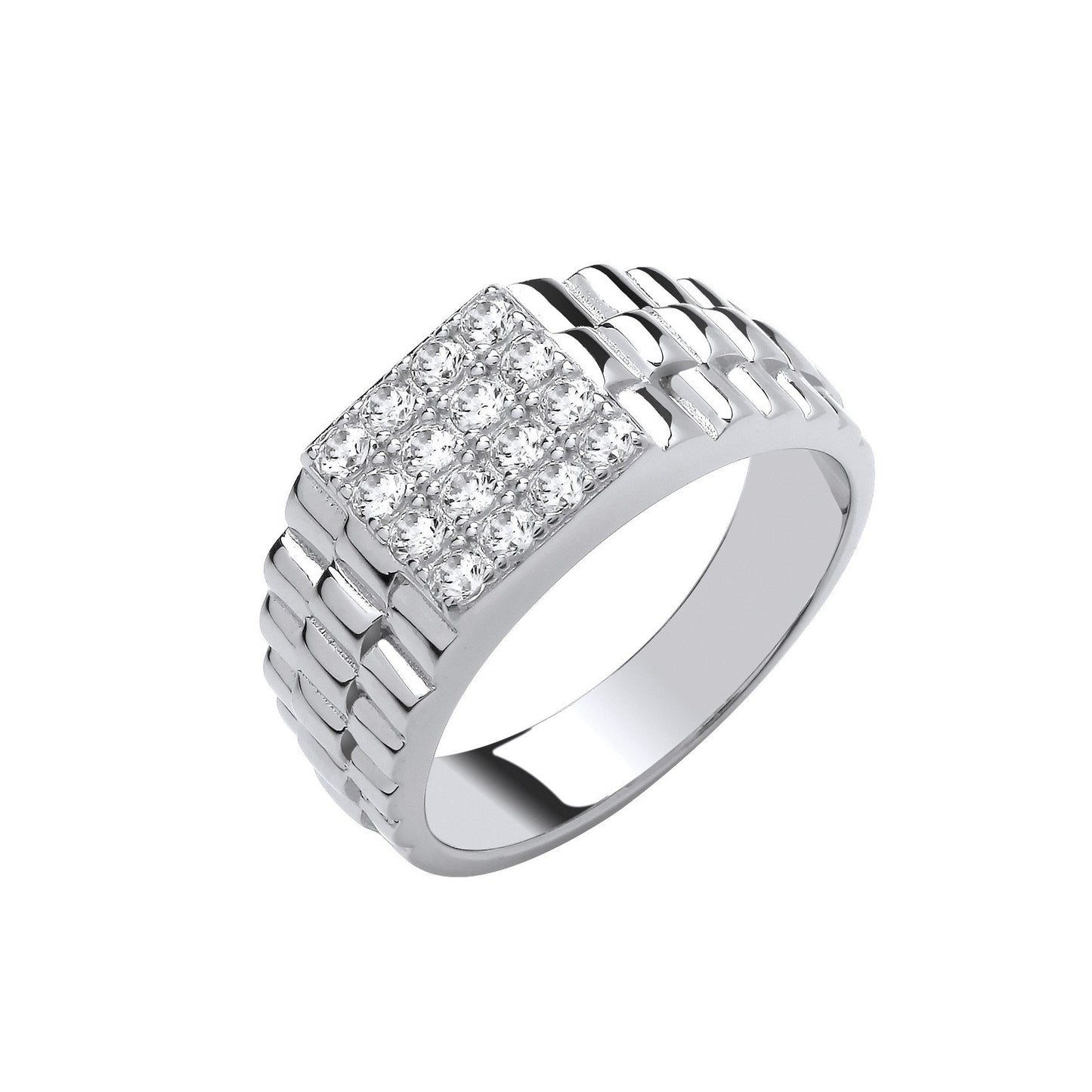 Silver Square Top Gents Cubic Zirconia Ring