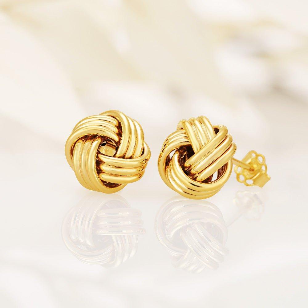 Yellow Gold 10mm Knot Stud Earrings