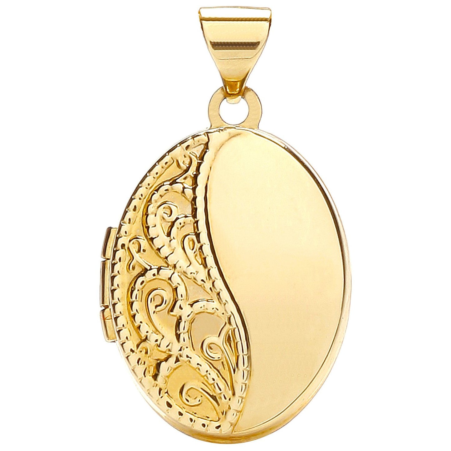 Yellow Gold Oval Shaped Locket (HNN-46D75A)