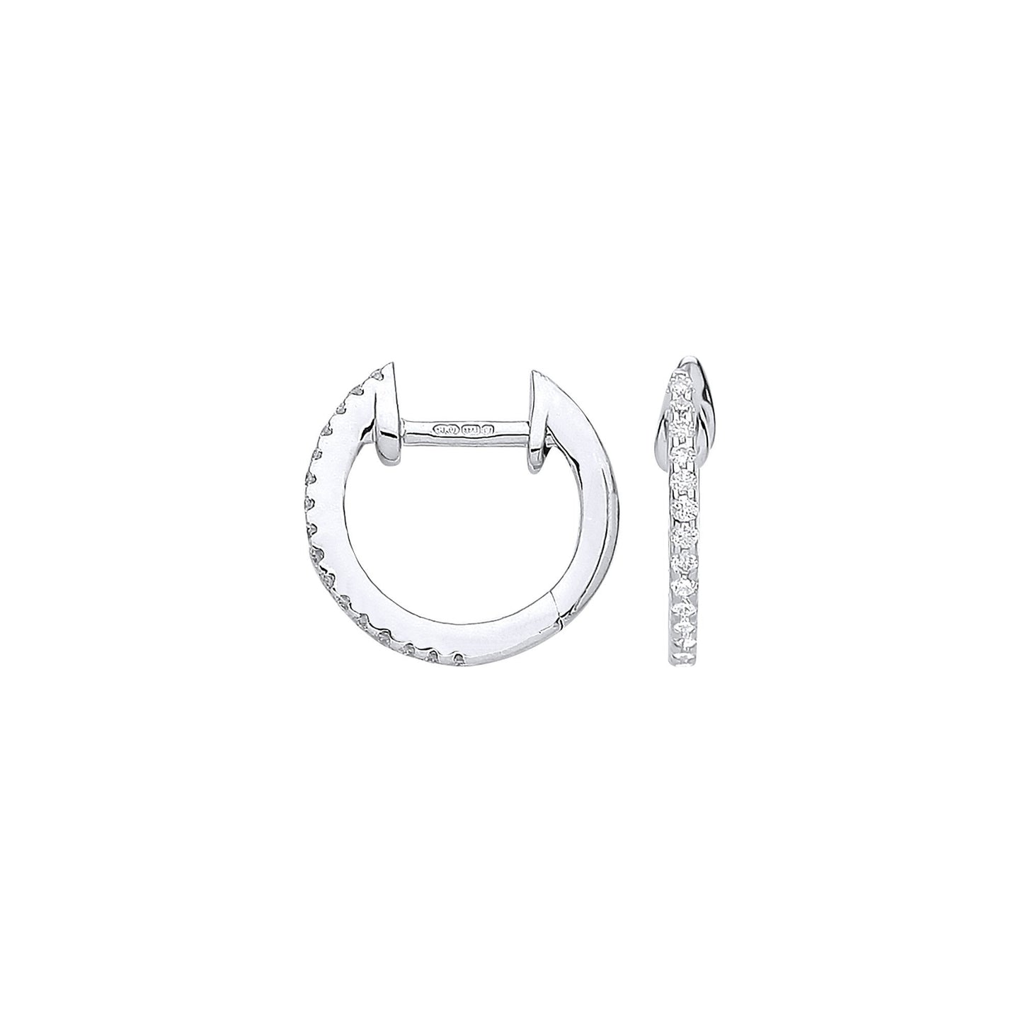9ct White Gold 0.10ct Diamond Earrings - 12mm