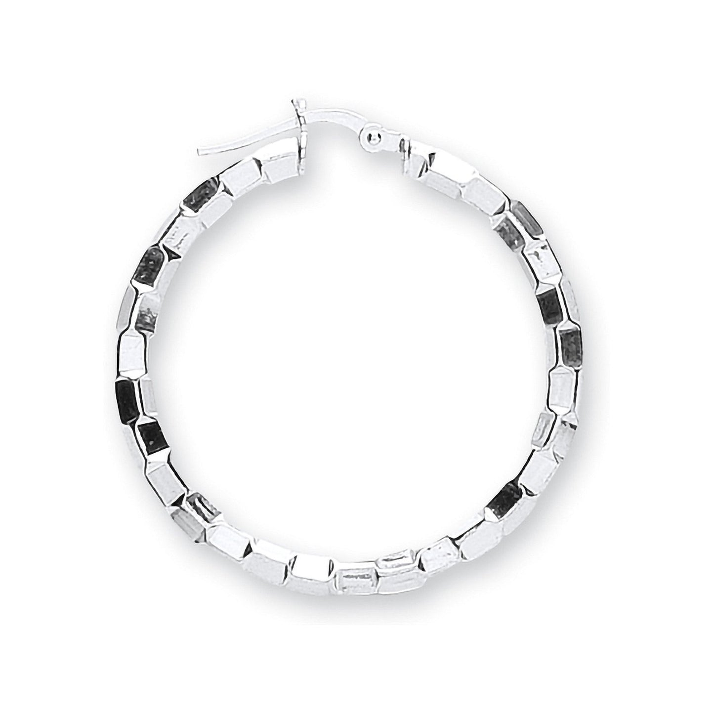 Silver Fancy Hoop Earrings - 3.4mm - 5.6g