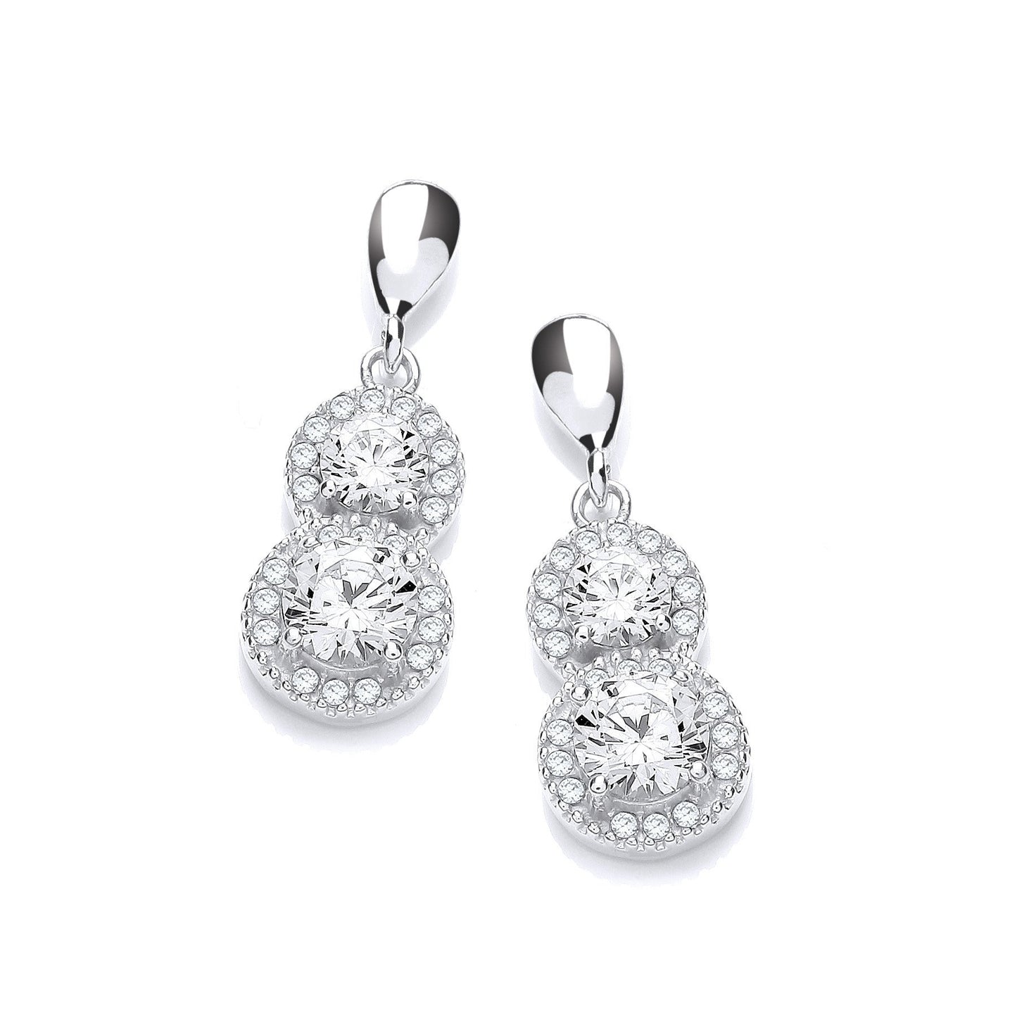 Micro Pave White Cubic Zirconia Drop Earrings - 8mm