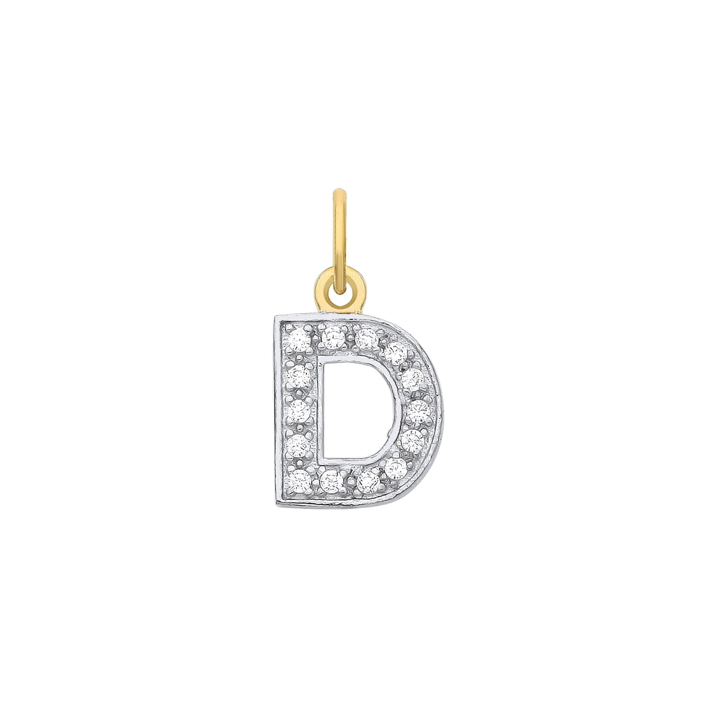 Yellow Gold Small Cubic Zirconia Initial Pendants