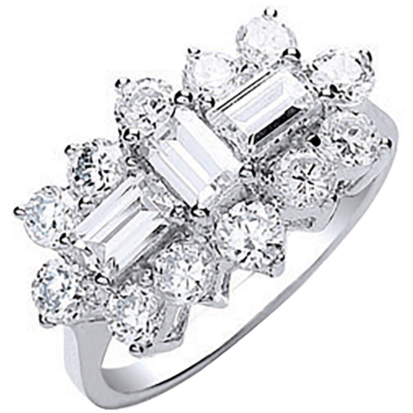 White Gold Cubic Zirconia Boat Ring (HNN-B4646B)