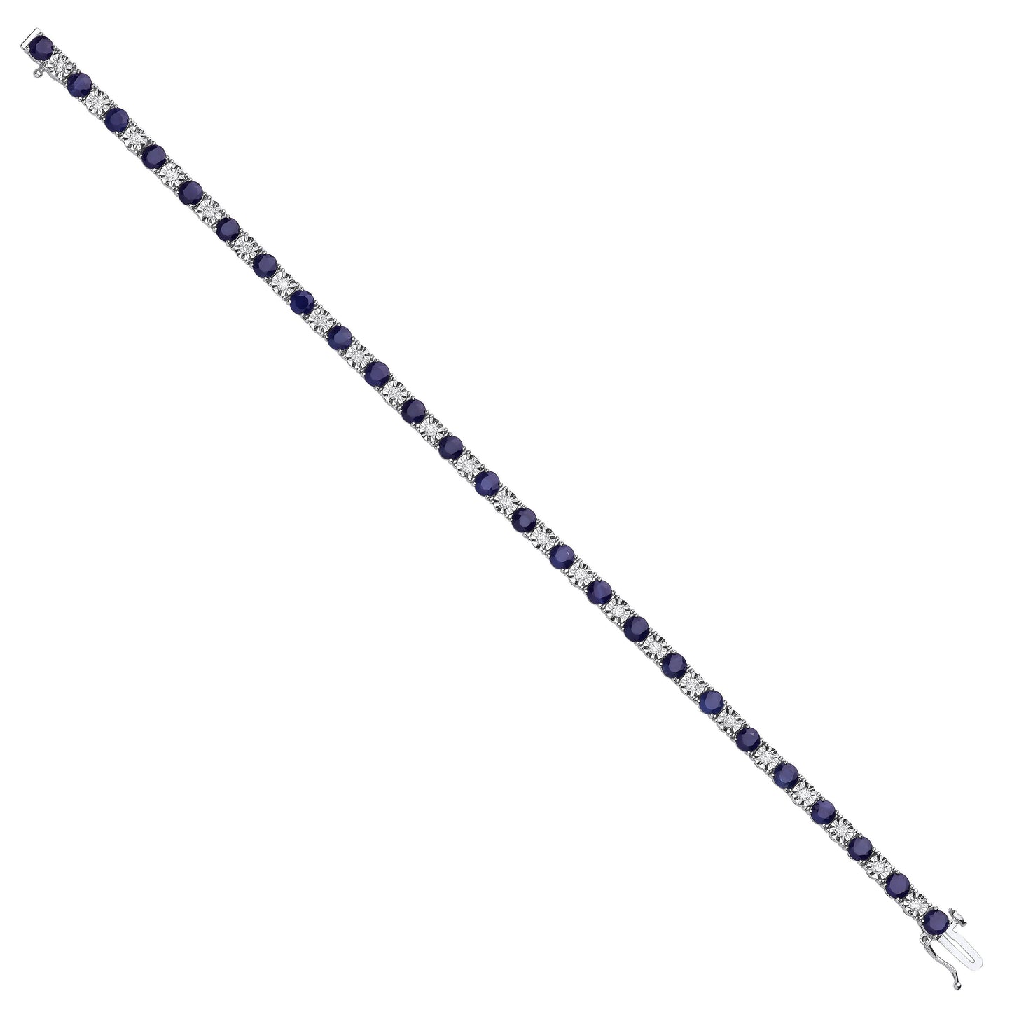 18ct White Gold 0.54ct Diamond & 5.38ct Sapphire Bracelet