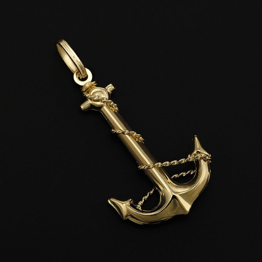 Yellow Gold Anchor Pendant - 16.4mm