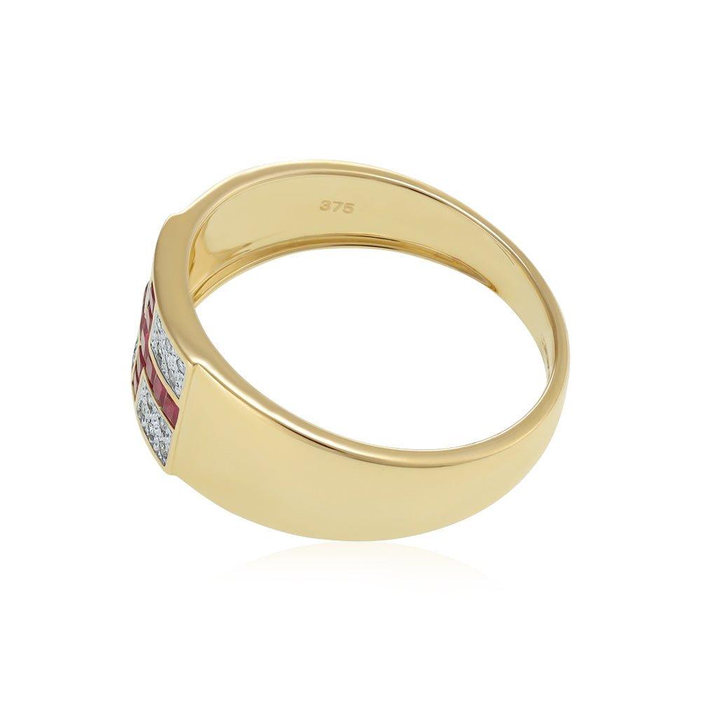 9ct Yellow Gold 0.10ct Diamond & 0.70ct Ruby Saint George Ring