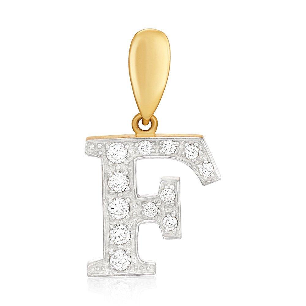 Yellow Gold Large Cubic Zirconia Initial Pendants