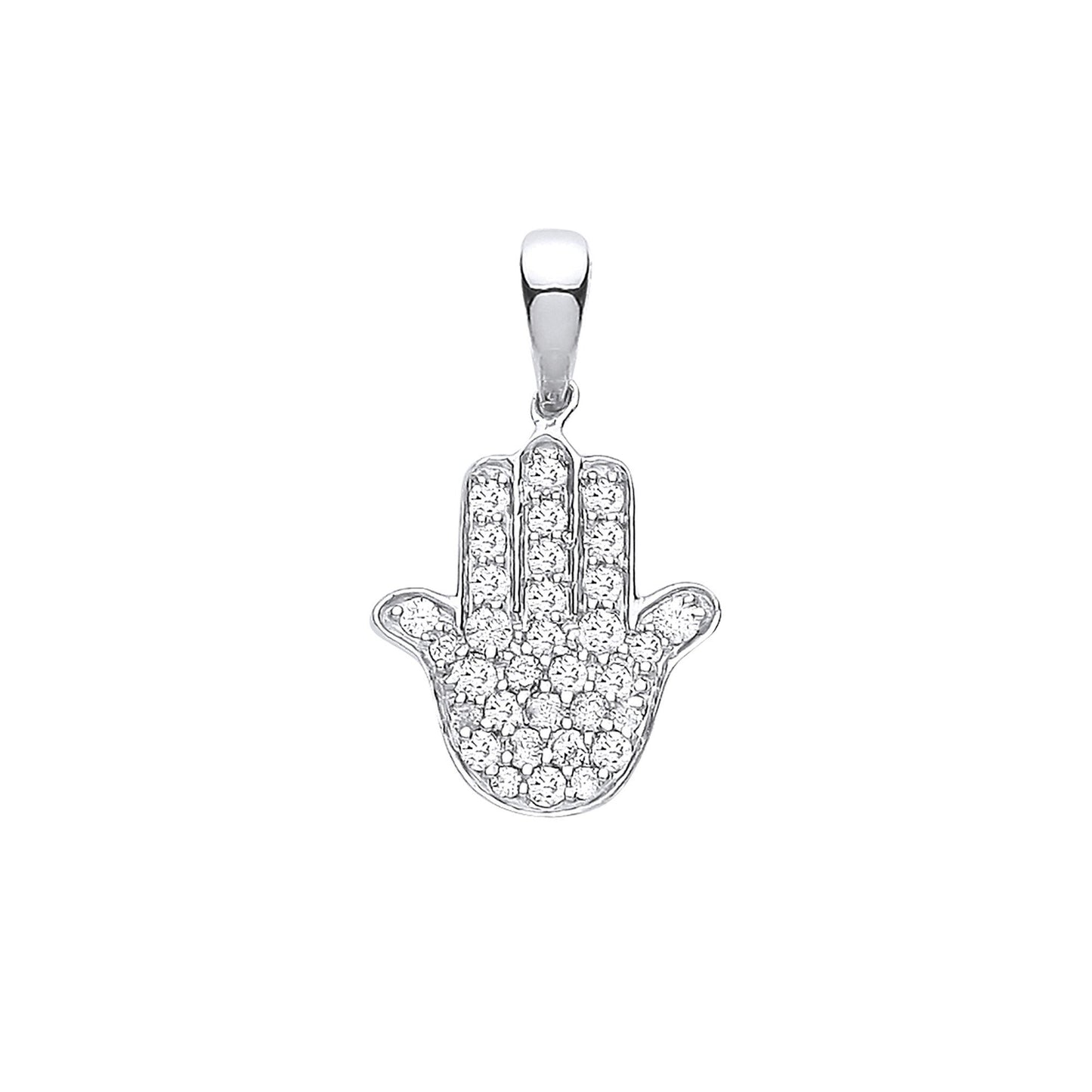 9ct White Gold 0.18ct Diamonds Hamsa Pendant