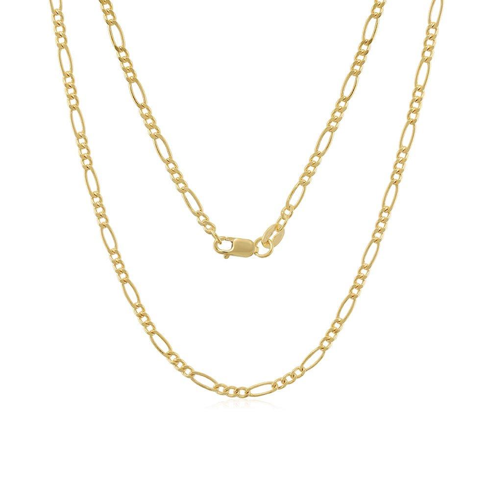Yellow Gold 2.2mm Hollow Figaro Chain