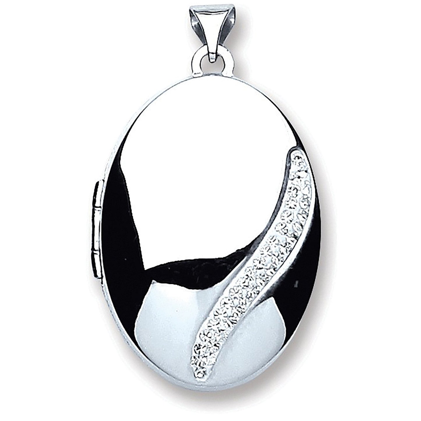 Silver Oval with Crystals Locket (HNN-2CAE90)