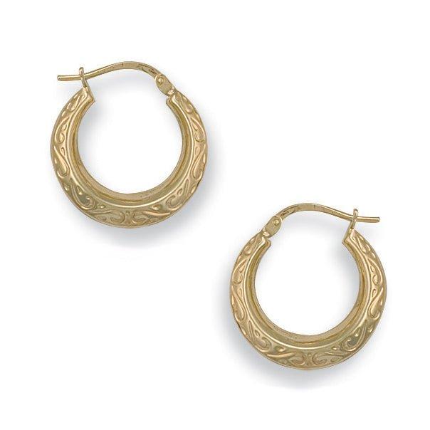Yellow Gold 18mm Patterned Creoles