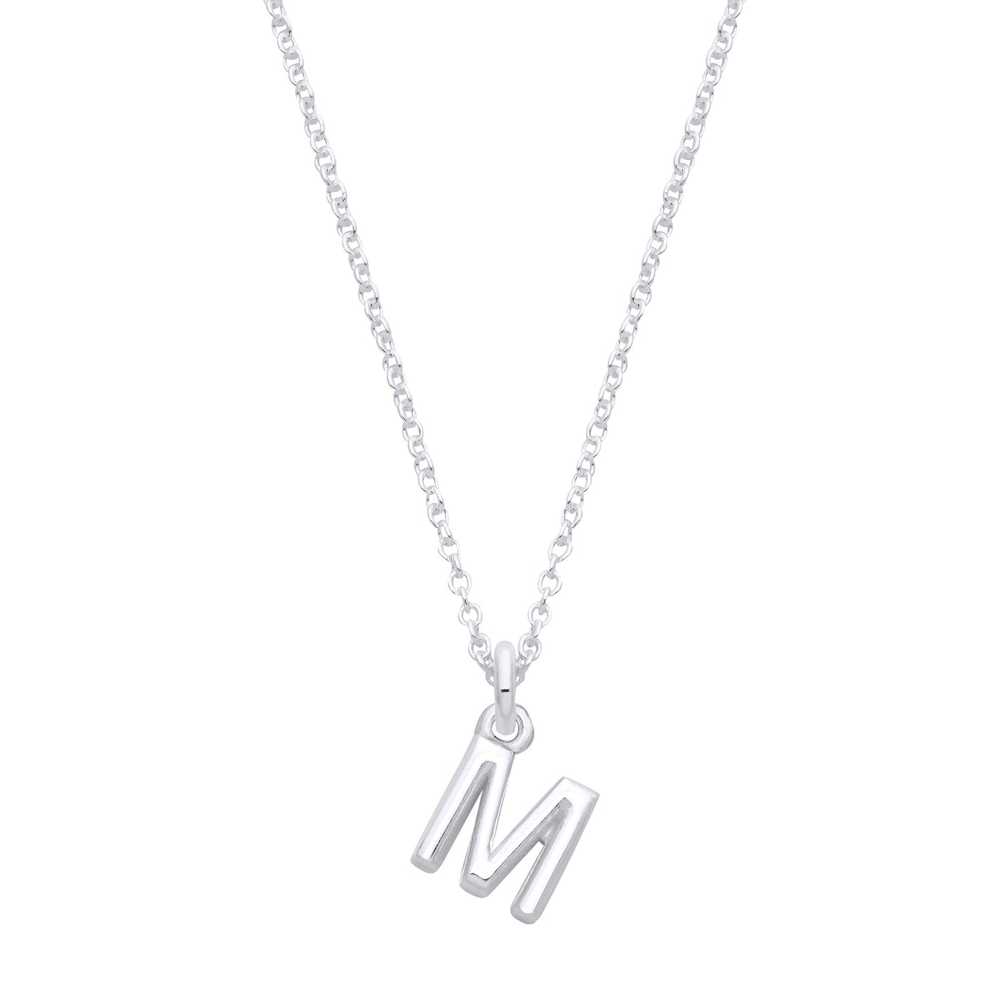 Silver Small Plain Initial 16" + 1" Necklace