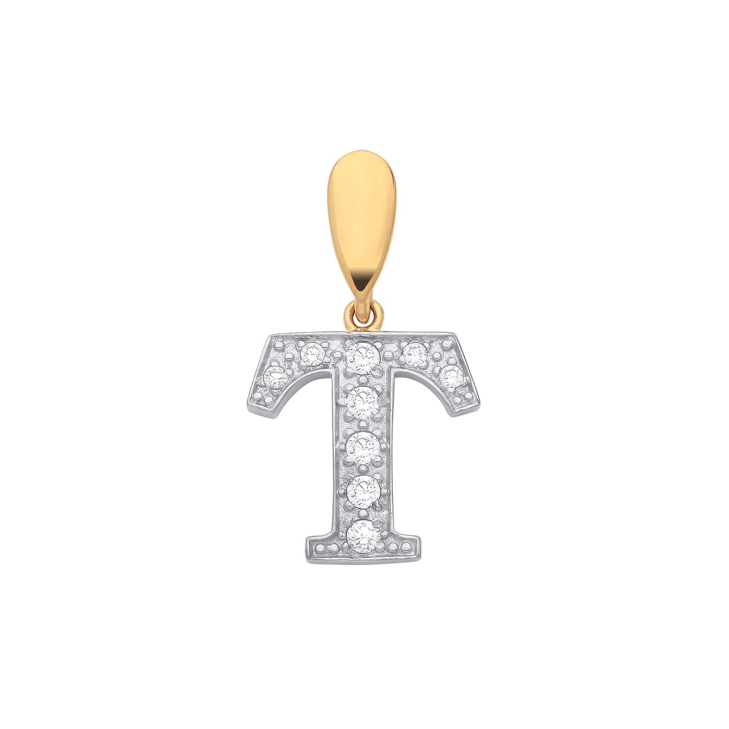 Yellow Gold Large Cubic Zirconia Initial Pendants