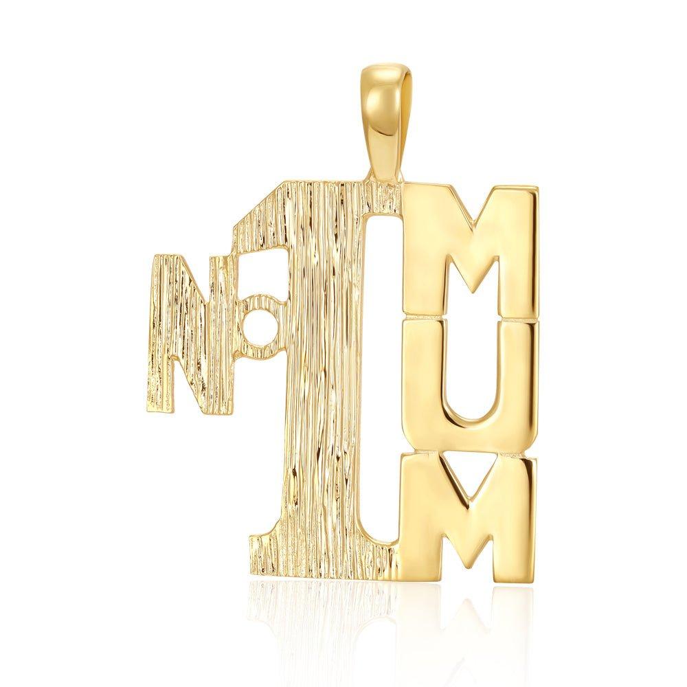 Yellow Gold No:1 Mum Pendant - 19.9mm