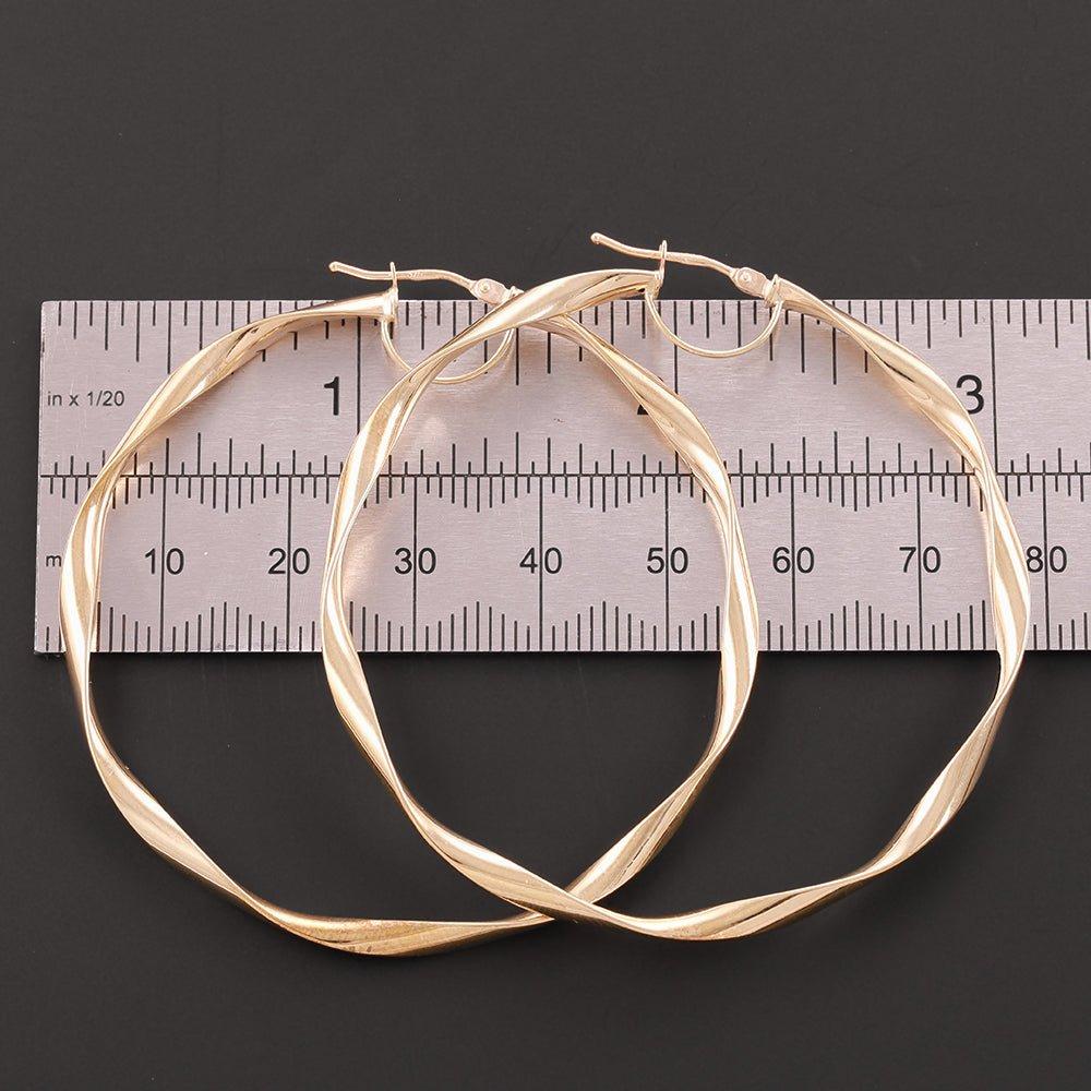 Yellow Gold 55mm Hollow Twist Hoop Earrings