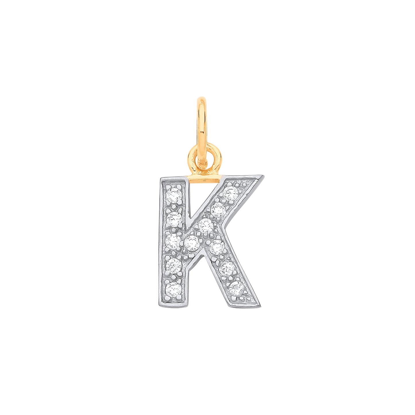 Yellow Gold Small Cubic Zirconia Initial Pendants