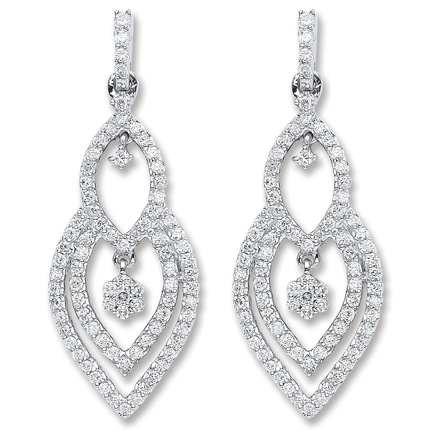 18ct White Gold 0.75ct Dia Drop Earrings (HNN-B68F83)