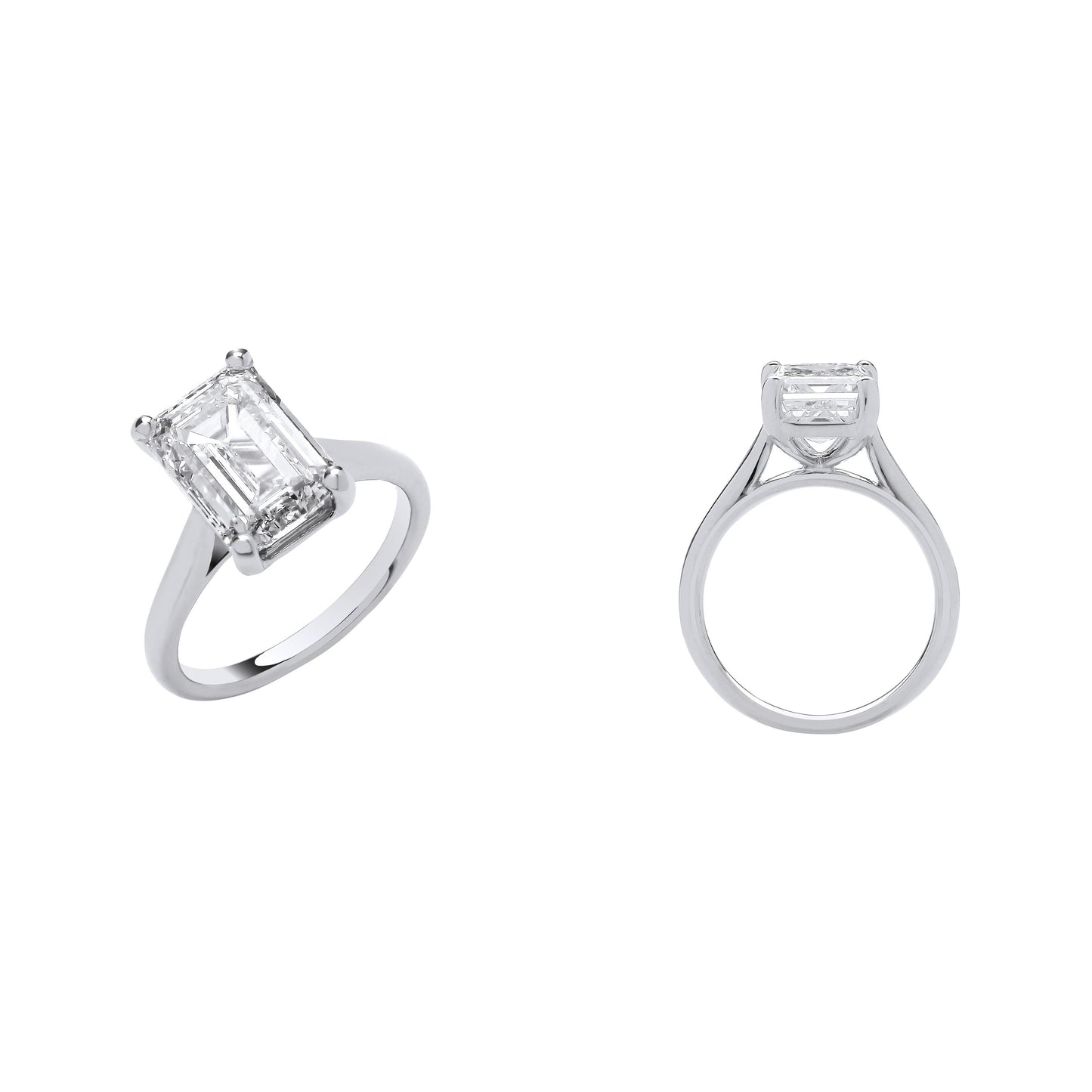 18ct White Gold 5.00ctw Emerald Cut Lab Grown Diamond Ring IGI Certified