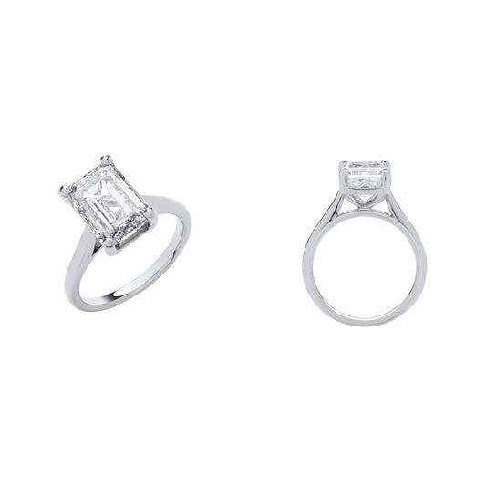 18ct White Gold 5.00ctw Emerald Cut Lab Grown Diamond Ring IGI Certified