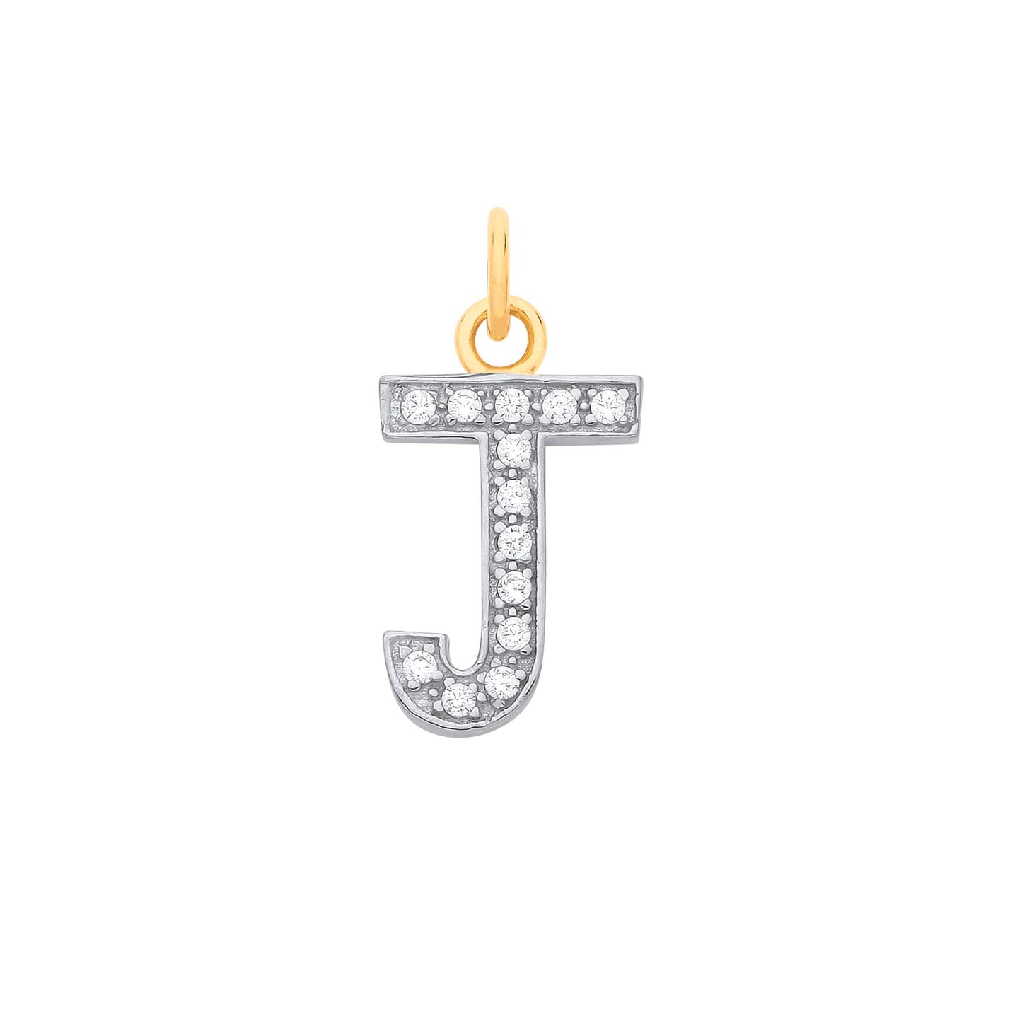 Yellow Gold Medium Cubic Zirconia Initial Pendants