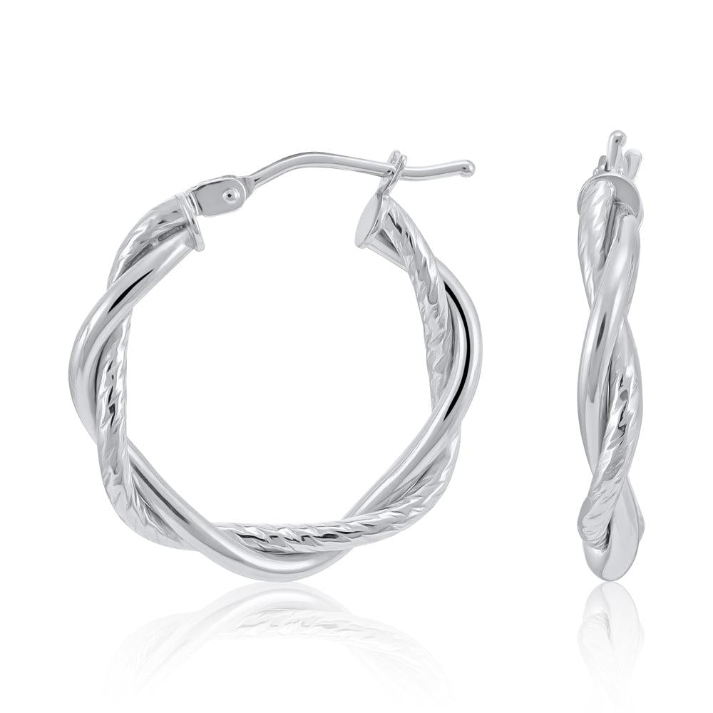 White Gold 20mm Twist Hoop