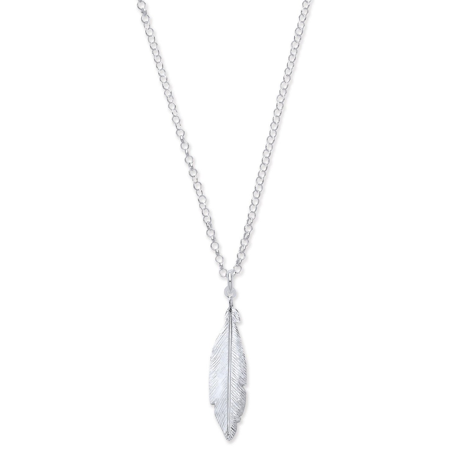 Silver Feather Necklace 16" + 2" Extention