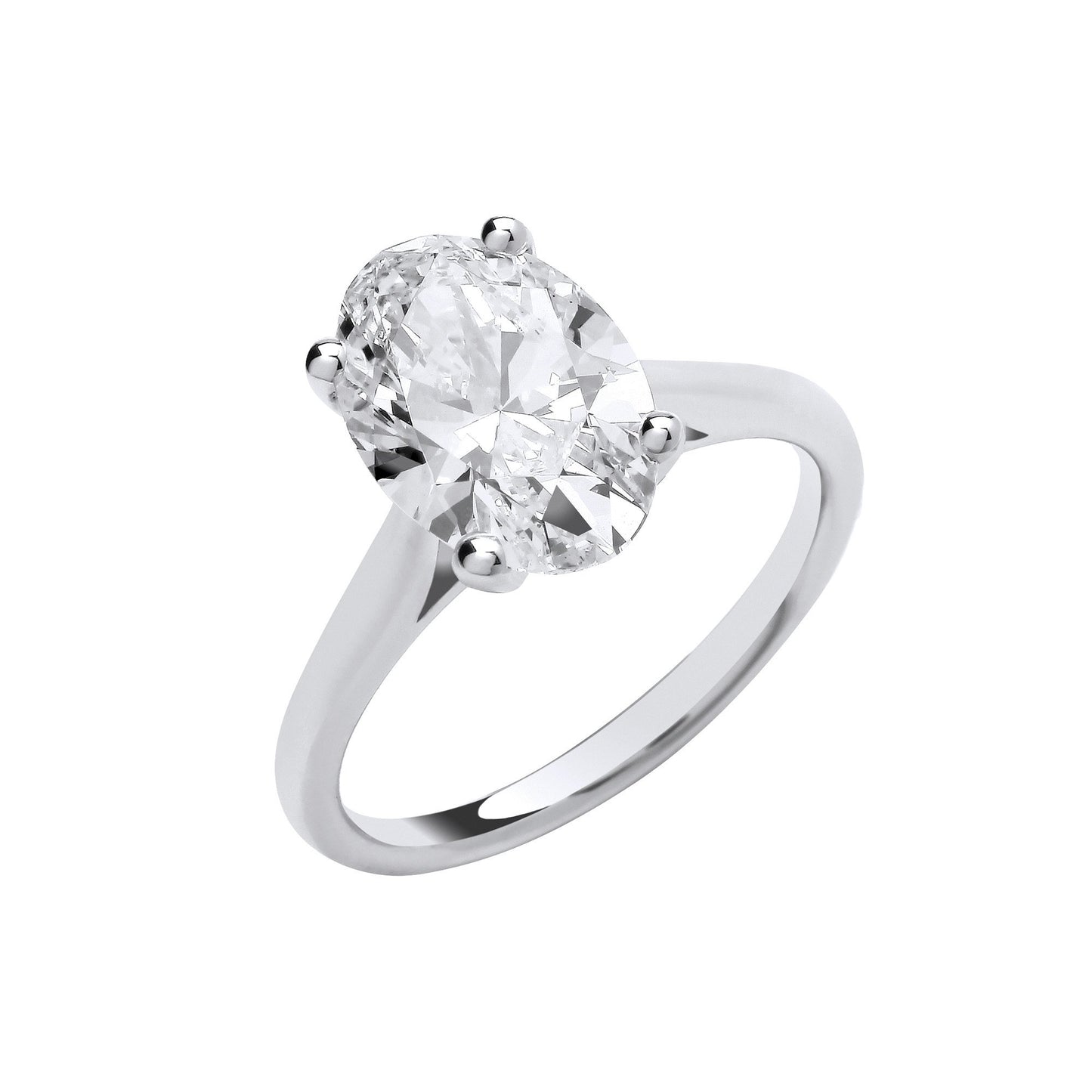 18ct White Gold 3.00ctw Oval Cut Lab Grown Diamond Ring IGI Certified