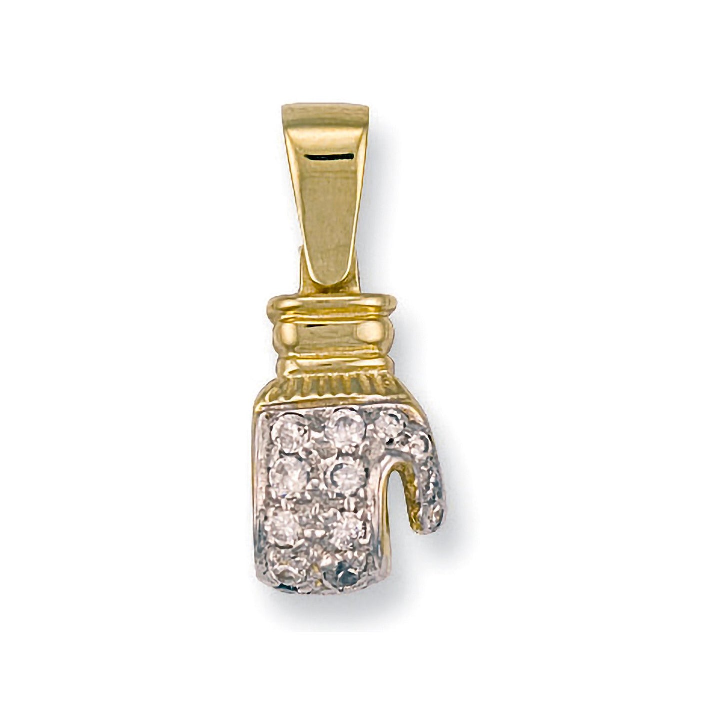 Yellow Gold Cubic Zirconia Boxing Glove Pendant - 12.6mm